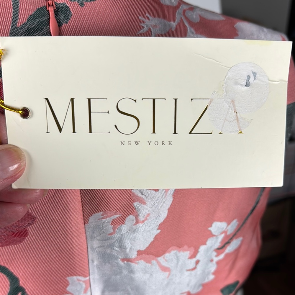 MESTIZA Floral Sleeveless Mini Dress Pink and Green Sz 8 NWT Elegant - Picture 8 of 13